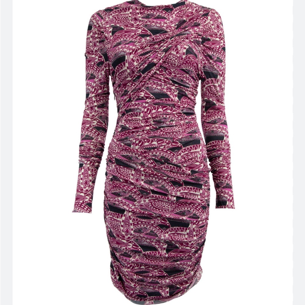[SOLD] ISABEL MARANT - Jobia Ruched Printed Stretch-Jersey Dress, size XS